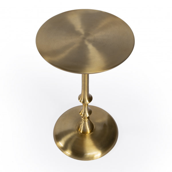 Homeroots 19" Gold Aluminum Round Pedestal End Table   489013