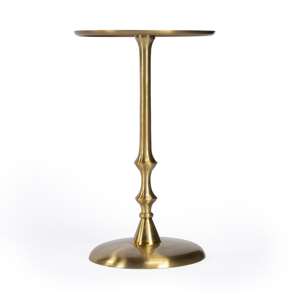 Homeroots 19" Gold Aluminum Round Pedestal End Table   489013