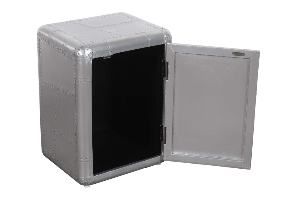 HomeRoots 18" Silver Aluminum Accent Cabinet - Stylish Storage Solution with Durable Wood, Perfect for Any Room! 489016