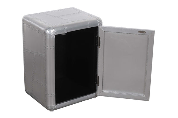 Homeroots 18" Silver Aluminum Standard Accent Cabinet With One Shelf  Solid Wood,Aluminum 489016