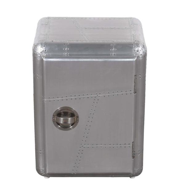 Homeroots 18" Silver Aluminum Standard Accent Cabinet With One Shelf  Solid Wood,Aluminum 489016