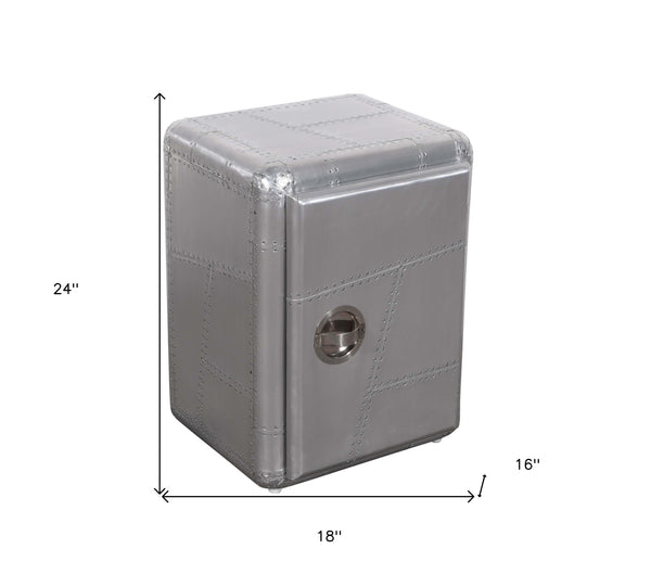 Homeroots 18" Silver Aluminum Standard Accent Cabinet With One Shelf  Solid Wood,Aluminum 489016