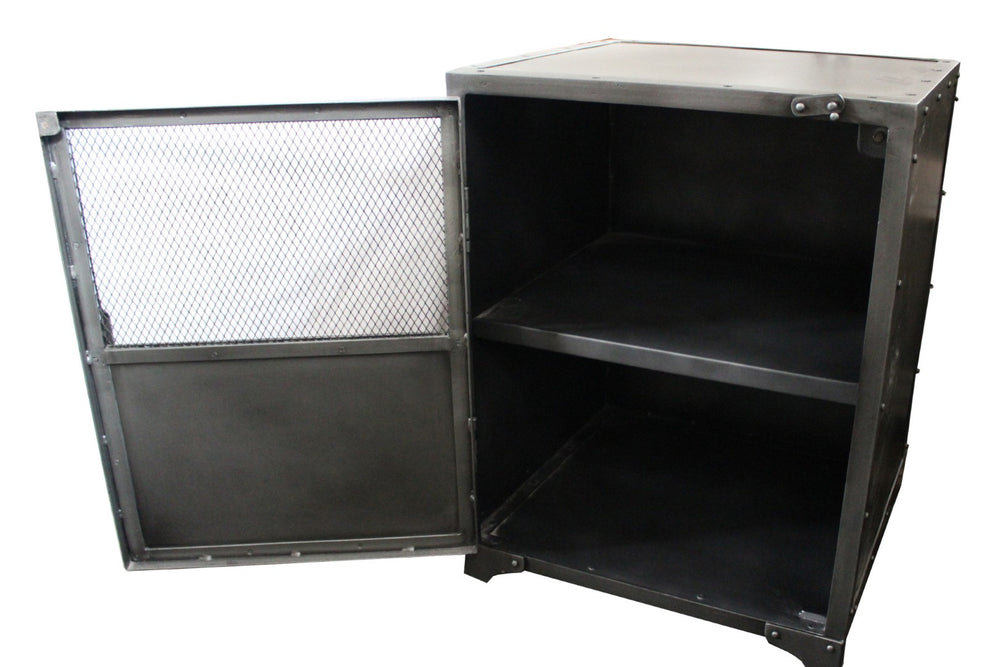 HomeRoots 20" Silver Metal Accent Cabinet – Stylish Industrial Chic with Two Shelves for Versatile Storage 489017