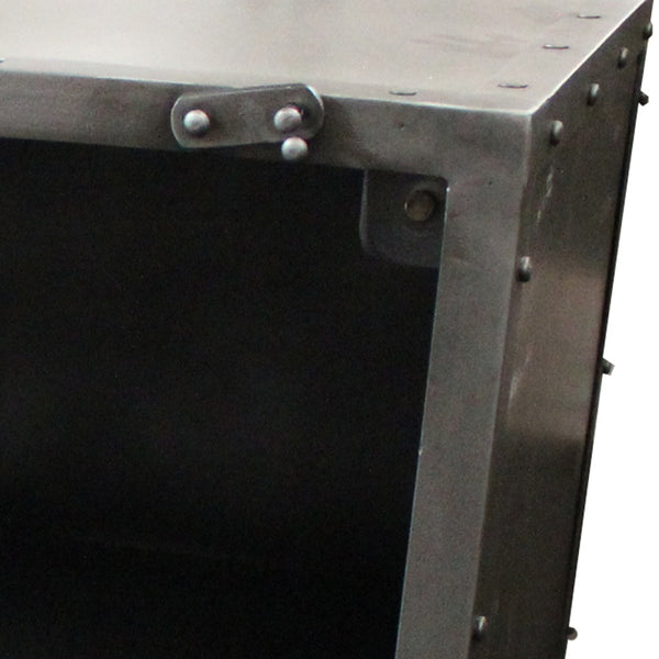 Homeroots 20" Silver Metal Accent Cabinet – Stylish Storage Solution With Two Shelves For Modern Spaces  Metal 489017