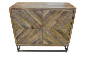 HomeRoots 34" Rustic Solid Wood Accent Chest with Shelves & Drawer – Versatile Storage for Any Space 489018