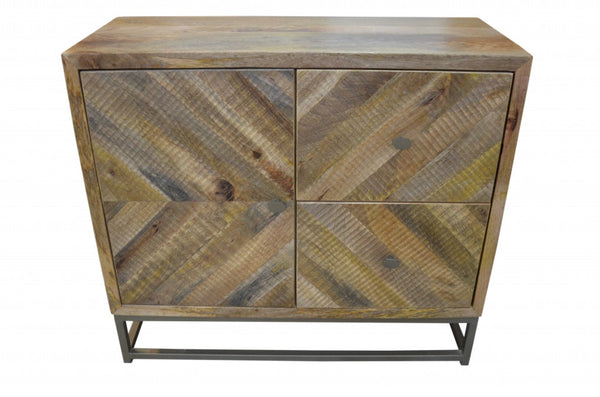 HomeRoots 34" Rustic Solid Wood Accent Chest with Shelves & Drawer – Versatile Storage for Any Space 489018