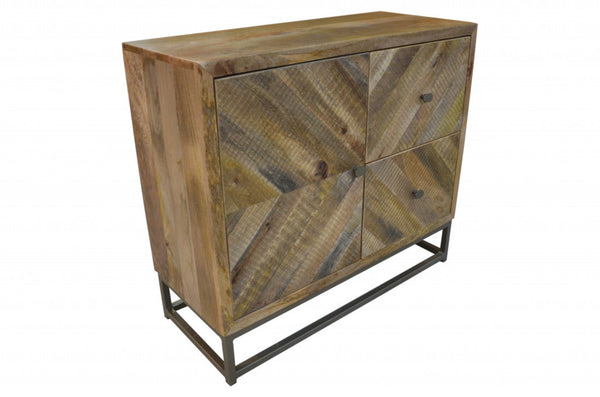 HomeRoots 34" Rustic Solid Wood Accent Chest with Shelves & Drawer – Versatile Storage for Any Space 489018