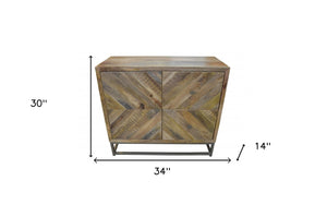 HomeRoots 34" Rustic Solid Wood Accent Chest with Shelves & Drawer – Versatile Storage for Any Space 489018