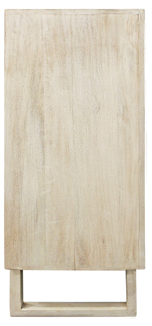 Homeroots 33" Distressed White Solid Wood Two Door Floral Carved Accent Cabinet  Solid Wood 489022