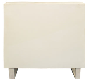 Homeroots 33" Distressed White Solid Wood Two Door Floral Carved Accent Cabinet  Solid Wood 489022