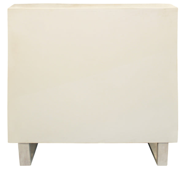 Homeroots 33" Distressed White Solid Wood Two Door Floral Carved Accent Cabinet  Solid Wood 489022