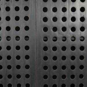 Homeroots 48" Dark Gray Solid Wood And Metal Holey Two Door Accent Chest  Solid Wood,Iron 489028