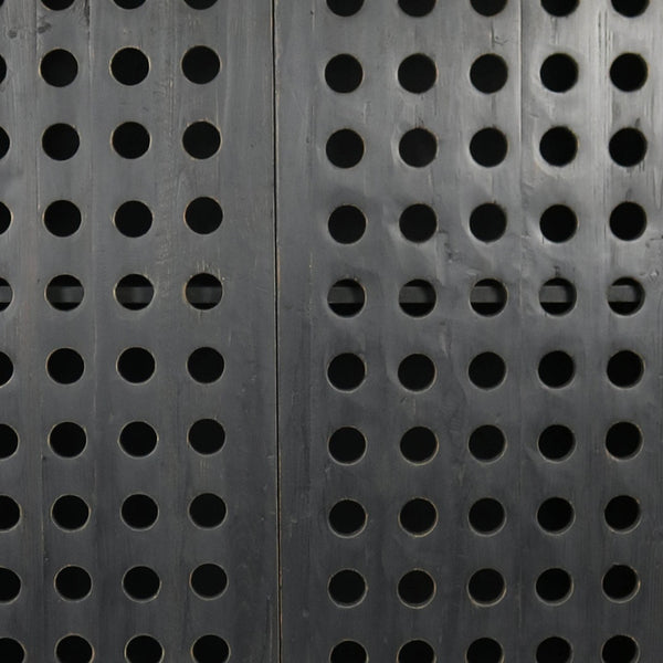 Homeroots 48" Dark Gray Solid Wood And Metal Holey Two Door Accent Chest  Solid Wood,Iron 489028