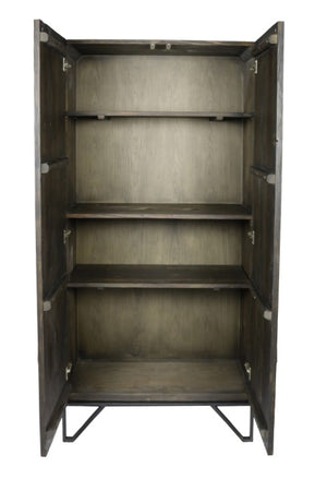 Homeroots 75" Reclaimed Wood Pantry Cabinet – Rustic Bohemian Storage Closet For Stylish Home Organization  Reclaimed Wood,Iron 489029