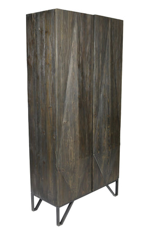 Homeroots 75" Reclaimed Wood Pantry Cabinet – Rustic Bohemian Storage Closet For Stylish Home Organization  Reclaimed Wood,Iron 489029