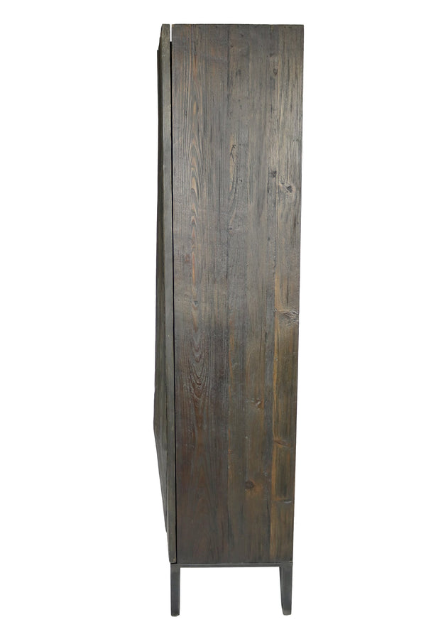 Homeroots 75" Reclaimed Wood Pantry Cabinet – Rustic Bohemian Storage Closet For Stylish Home Organization  Reclaimed Wood,Iron 489029