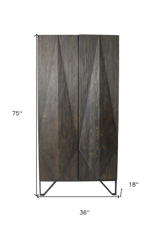 Homeroots 75" Reclaimed Wood Pantry Cabinet – Rustic Bohemian Storage Closet For Stylish Home Organization  Reclaimed Wood,Iron 489029
