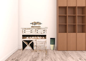 HomeRoots 40" Rustic Solid Wood Wine Bar Cabinet with Adjustable Shelving, Perfect for Entertaining Spaces! 489030