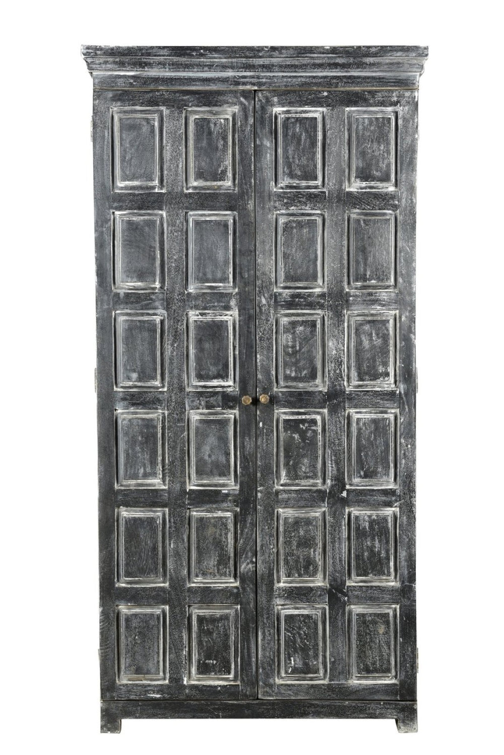 HomeRoots 72" Dark Gray Solid Wood Pantry Cabinet - Rustic Storage Solution with Ample Shelving for Home Style 489031