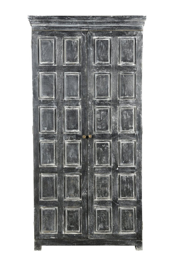 HomeRoots 72" Dark Gray Solid Wood Pantry Cabinet - Rustic Storage Solution with Ample Shelving for Home Style 489031