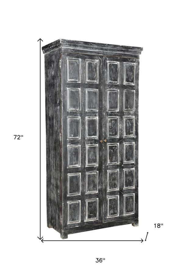 Homeroots 72" Rustic Dark Gray Solid Wood Pantry Cabinet For Stylish Storage & Timeless Home Organization  Solid Wood 489031