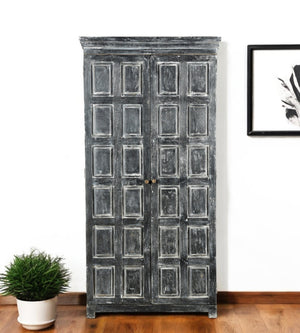 Homeroots 72" Rustic Dark Gray Solid Wood Pantry Cabinet For Stylish Storage & Timeless Home Organization  Solid Wood 489031