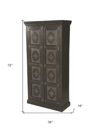Homeroots 72" Rustic Dark Brown Solid Wood Pantry Cabinet – Stylish Storage Solution For Any Home Décor  Solid Wood 489034
