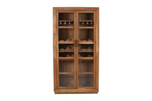 HomeRoots 42" Elegant Solid Wood and Glass Bar Cabinet with Four Shelves for Stylish Entertaining & Storage 489036
