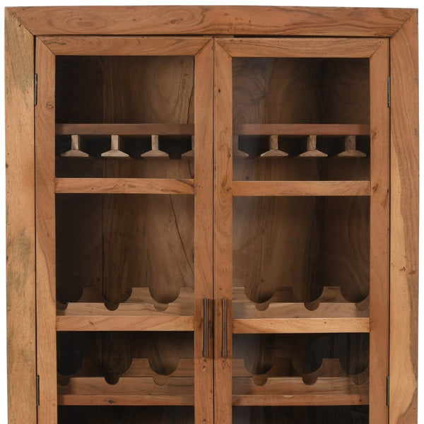 Homeroots 42" Brown Solid Wood & Glass Bar Cabinet – Stylish Storage For Wine & Entertaining Supplies!  Solid Wood 489036
