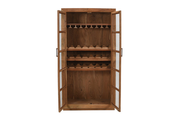 Homeroots 42" Brown Solid Wood & Glass Bar Cabinet – Stylish Storage For Wine & Entertaining Supplies!  Solid Wood 489036