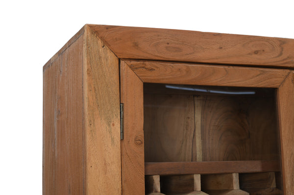 Homeroots 42" Brown Solid Wood & Glass Bar Cabinet – Stylish Storage For Wine & Entertaining Supplies!  Solid Wood 489036