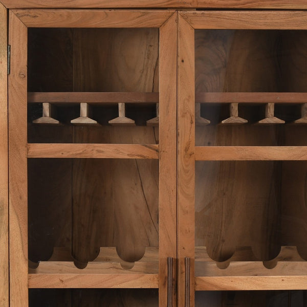 Homeroots 42" Brown Solid Wood & Glass Bar Cabinet – Stylish Storage For Wine & Entertaining Supplies!  Solid Wood 489036