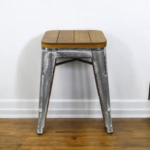 HomeRoots 18" Backless Bar Chair - Industrial Wood & Gray Steel Stool for Kitchen, Bar, Game Room Style Upgrade 489042