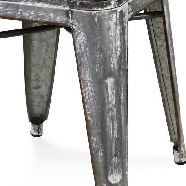 Homeroots 18" Wood Brown And Gray Steel Backless Bar Chair - Stylish Seating For Kitchen, Dining, Or Bar Use   489042