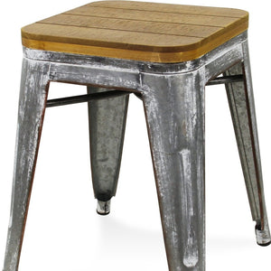 Homeroots 18" Wood Brown And Gray Steel Backless Bar Chair - Stylish Seating For Kitchen, Dining, Or Bar Use   489042