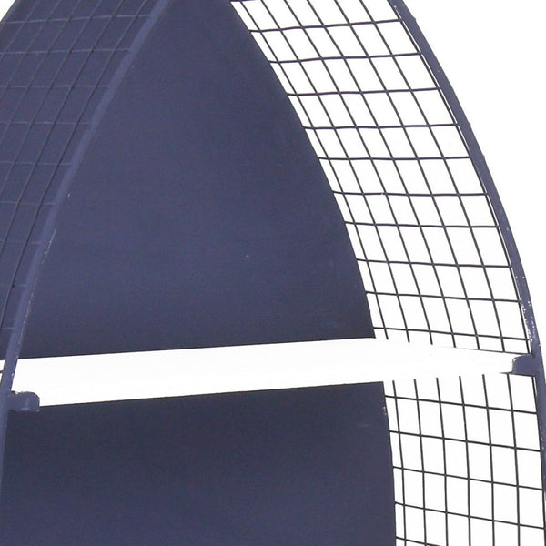 HomeRoots 30" Coastal Boat-Shaped Bookcase - Navy Blue & White Metal/Wood Shelving for Charming Displays 489054