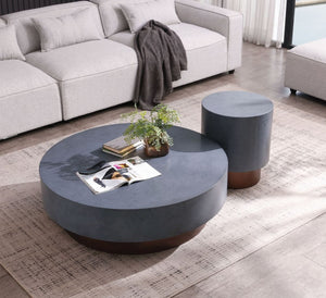 Homeroots 48" Antique Copper And Grey Steel Round Coffee Table   489058