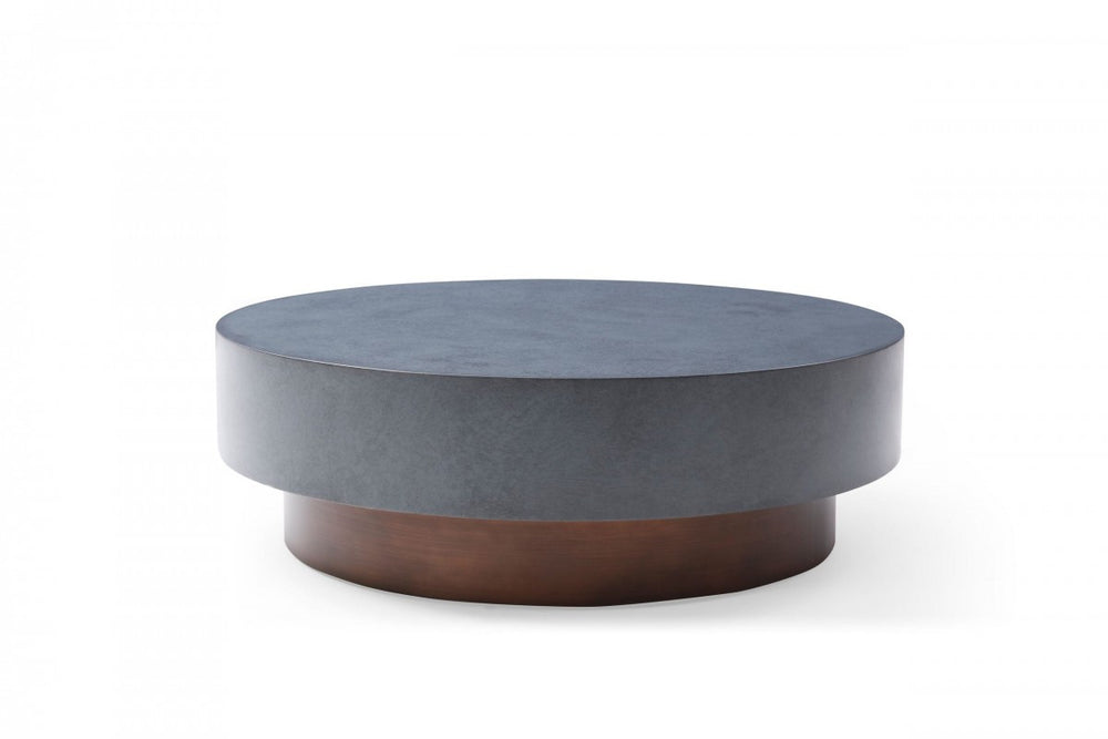 Homeroots 48" Antique Copper And Grey Steel Round Coffee Table   489058