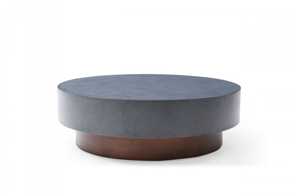 Homeroots 48" Antique Copper And Grey Steel Round Coffee Table   489058
