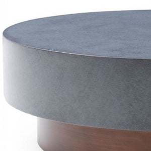 Homeroots 48" Antique Copper And Grey Steel Round Coffee Table   489058