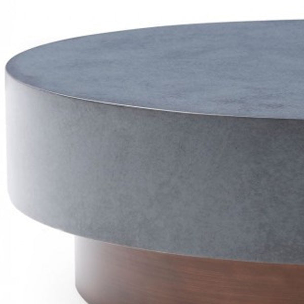 Homeroots 48" Antique Copper And Grey Steel Round Coffee Table   489058