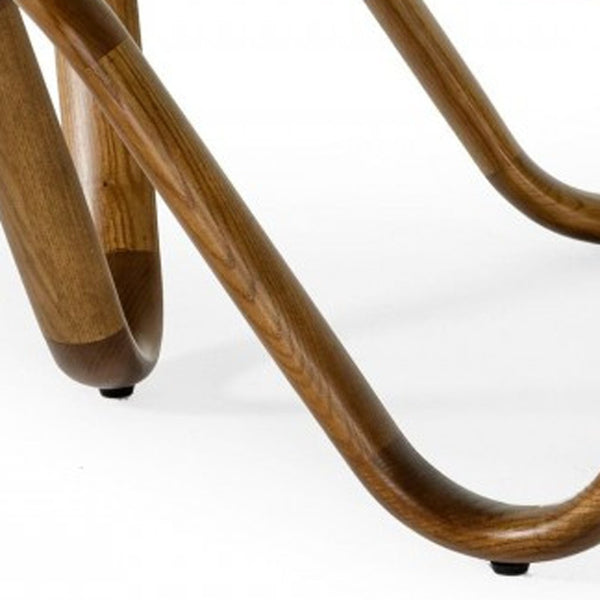 Homeroots 45" Clear And Brown Glass And Solid Wood Round Coffee Table   489059