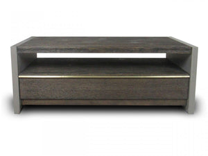 Homeroots 47" Dark Grey Walnut And Concrete Rectangular Coffee Table With Drawer And Shelf   489063