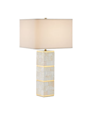 Currey & Company Casey Mother Of Pearl Table Lamp – Elegant Sculptural Design With Brass Accents For Modern Homes Natural Mother Of Pearl ,Stainless Steel ,Composite 6000-1033-currey-company