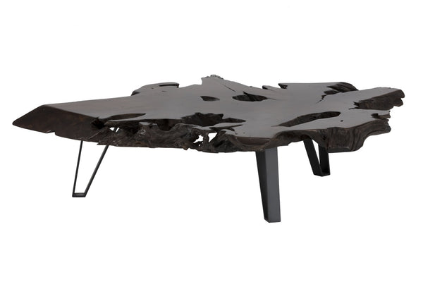 Sunpan RUSTEAK Handcrafted Teak Root Coffee Table - Unique Live-Edge Design with Sturdy Black Iron Base 102690