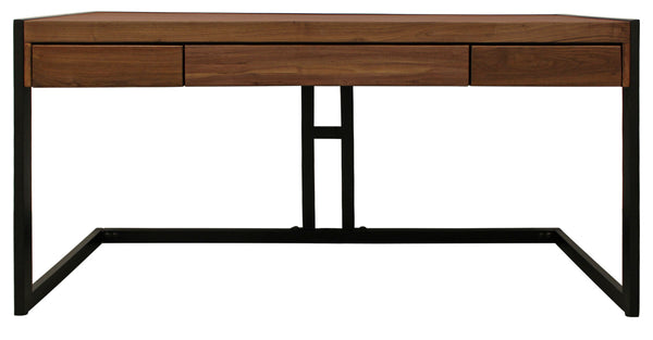 Homeroots 60" Brown And Black Acacia Solid Wood Executive Desk With Three Drawers   489174