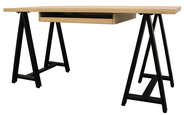 Homeroots 60" Ivory And Black Solid Wood Executive Desk   489176