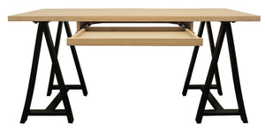 Homeroots 60" Ivory And Black Solid Wood Executive Desk   489176