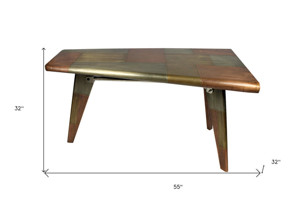 Homeroots 55" Copper Aluminum Writing Desk   489177