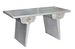 Homeroots 60" Silver Aluminum Writing Desk With Two Drawers   489180